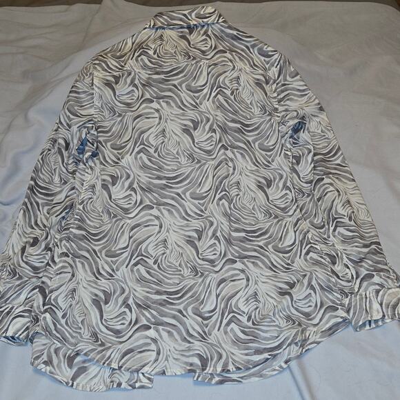 J. McLaughlin Lois Blouse Cream Gray Print Long Sleeve Button Down Top S - Picture 2 of 3